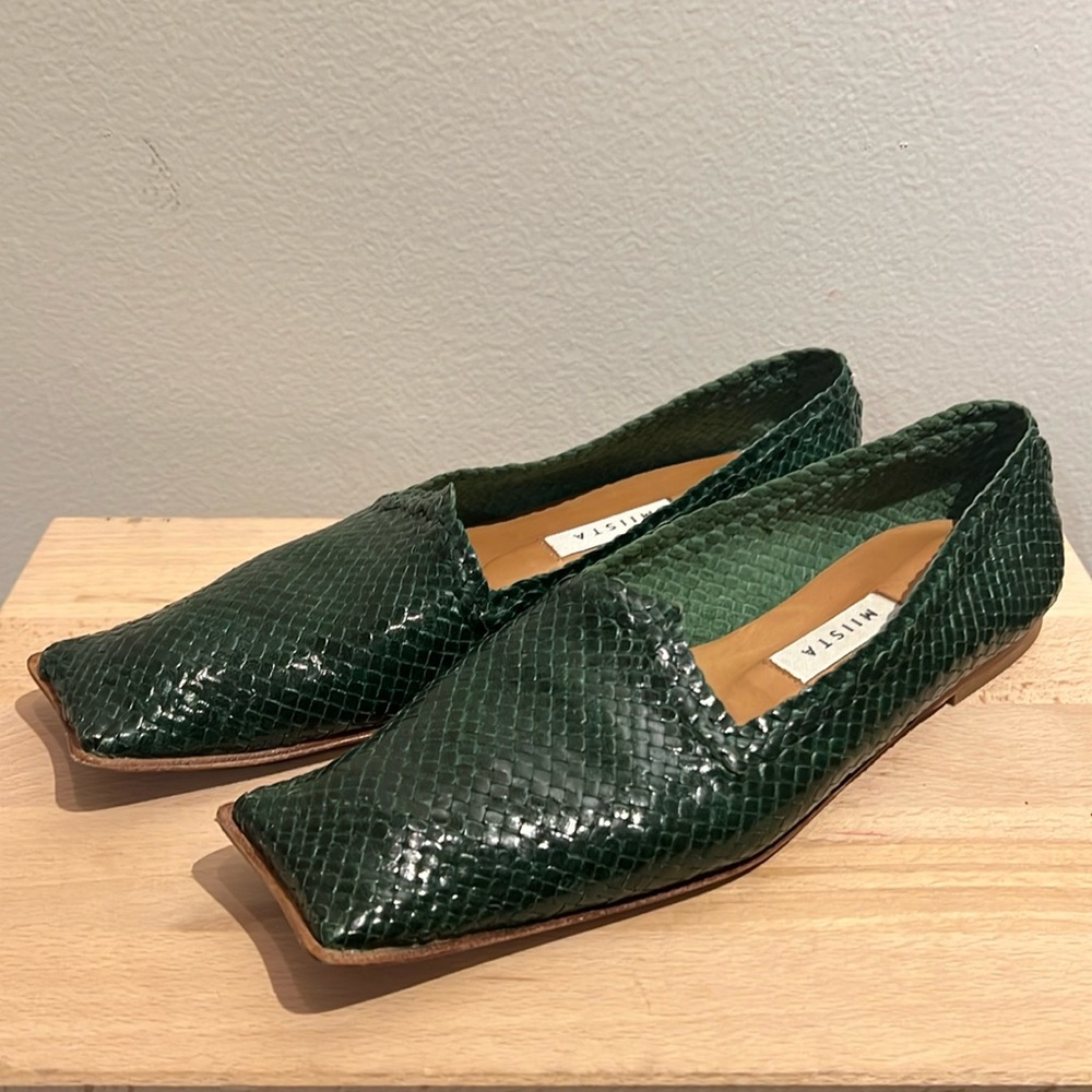 Miista Leather Animal Print Loafers